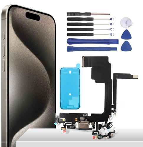 YHX-OU Ladebuchse Für iPhone 15 Pro Dock Connector Port Charger iPhone 15 Pro LadePort Mikrofon Audio Jack Flex Kabel + Waterproof Adhesive + Werkzeug