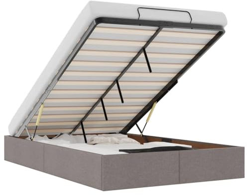 vidaXL Ottoman-Bett ohne Matratze Taupe 120x190 cm Stoff, Bettrahmen, Bettgestell mit Stauraum, Polsterbett, Bettgestell, Bettrahmen mit Stauraum