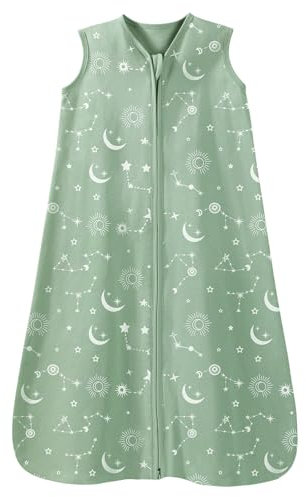 Unnivoll Baby Schlafsack Sommer 0.5 Tog 100% Baumwolle Sommerschlafsack Babyschlafsack 0-6 monate 67 cm für Jungen Mädchen Neugeborene Grün Sternbild