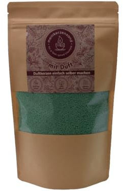 Aromatischer Kerzensand mit Duft 400g inkl. 3 Dochte Aromasand Duftgranulat aus Wachs Raumduft (Hemp Leaf)