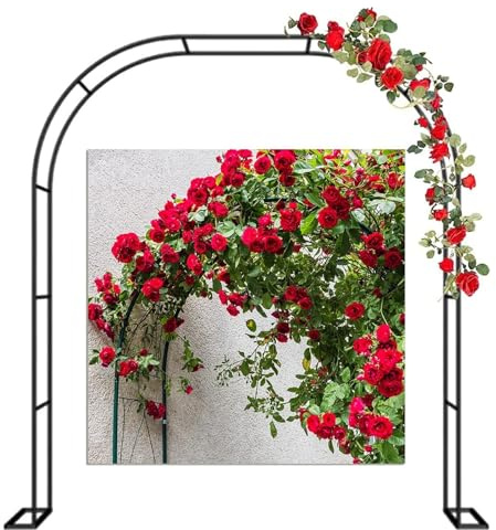 Großer Metall-Gartenbogen für Pflanzen, Schwer Rosenbogen，Unterstützung von Rosen, Klettern, Outdoor-Pergola, Hochzeitsdekorationen, Sprühlackierverfahren, hohe Temperaturbeständigkeit, langlebig(Schw