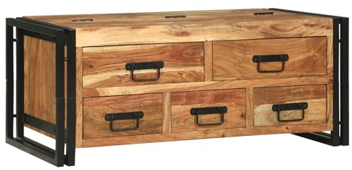 vidaXL Couchtisch Braun 90 x 50 x 38 cm Massivholz Akazie, Stylischer rechteckiger Couchtisch, Robustes rustikales Design, praktisch für das Wohnzimmer, EIN echtes Highlight im Zuhause