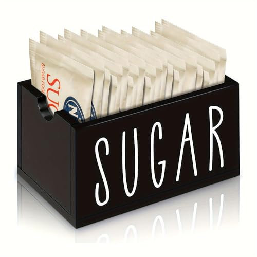 Generico Porta bustine di Zucchero per Bar del caffè, Contenitore per 20 bustine di Zucchero Per tavolino Home Organizer per caffetteria (Nero)