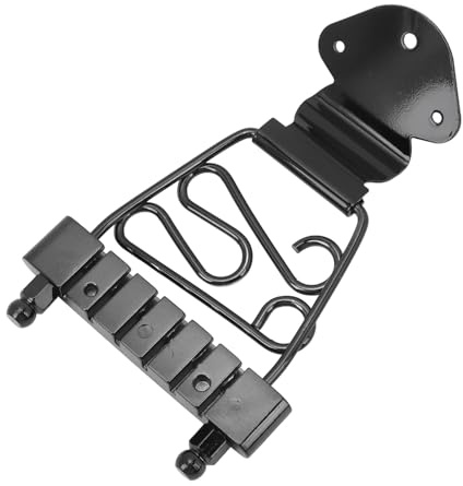 POENVFPO Trapez-Saitenhalter für 6-saitige Gitarren aus Metall, Verstellbarer Steg mit Höhenkontrolle, Langlebige Konstruktion für Jazzgitarren und Bässe, Einfache Installation (BLACK)