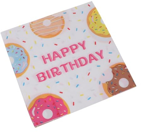 FONDOTIN Partyservietten mit Donut Motiv 40 Blatt Hygienisch und Staubfrei aus Papier Doppellagig mit Vierfachem Faltdesign für Familienbankett und Hochzeit