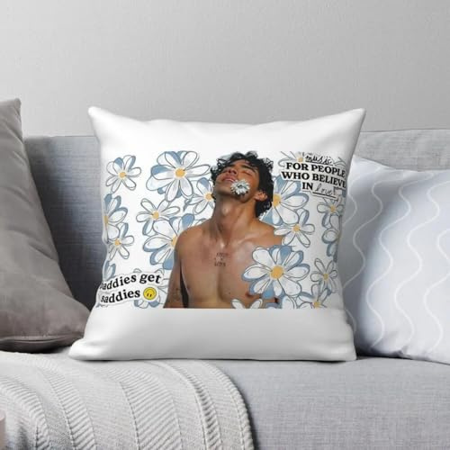 Joe Jonas Kissenbezug Work It Out Song, Polyester-Leinen, Samt, kreativer Reißverschluss, dekorativer Überwurf-Kissenbezug, Sofakissenbezug