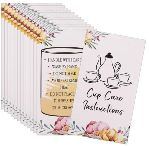 SUPVOX 100pcs Glassware Care Instruction Cards for Water Cups and Tumblers, Drinking Glass Maintenance Guide with Cup Edging Tool, Kitchen Glass Cleaning Guide for Home and Retail Use
