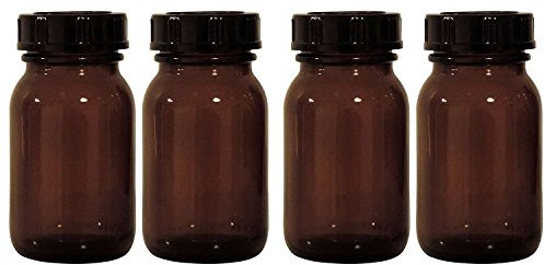Mikken – Juego de vasos de farmacia marrón, incluye tapón de rosca y etiquetas, fabricado en Alemania, 4 x 100 ml, color marrón