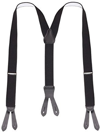Eiko Hosenträger, 36mm breit, Lederpatten und Leder-Rückenteil (110cm, schwarz)