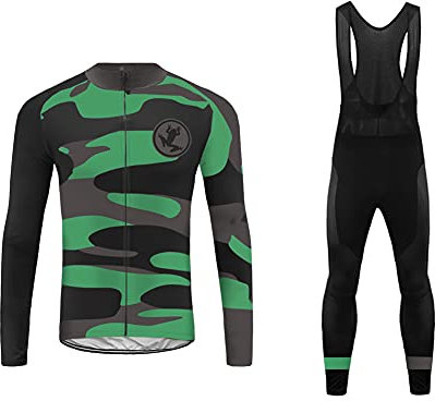 UGLY FROG Radsport Trikots Herren Fahrradbekleidung Langarm Radtrikot Set Outdoor Radsport Gemütlich Radkleidung Trikot Jersey + Lange Radlerhose im Winter