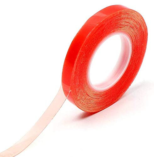 Doppelseitiges Klebeband, 3 mm, müheloses Abziehen, starke Haftung, extra lang 50 m, Rot