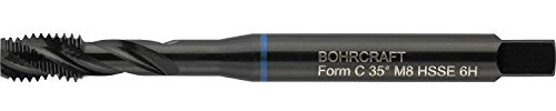 Bohrcraft 41540301000 Maschinengewindebohrer 35º DIN371 M10 verstärkter Schaft Masch-Gewindebohrer Blauring DIN 371 HSS-E VAP M 10 Form C/RSP 35 Split-Pack, silber