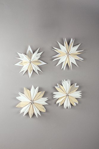 Rayher 67275616 Set Zaubersterne, gold, Material für 4 glitzernde Papiersterne, 28 cm ø, mit Tüten und Faltblättern Sterne falten, Sterne basteln, Weihnachtssterne