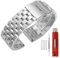 SINAIKE 22mm Metall Uhrenarmband Solid Edelstahl Uhr Armband Armbänder für Männer Silber