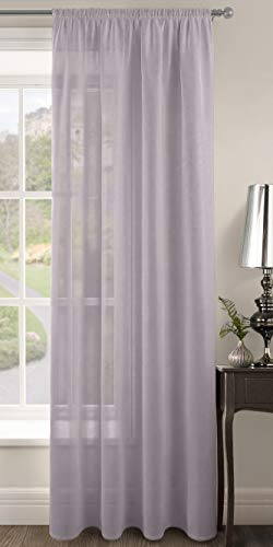 Intimates Riva Plain Woven Slot Top Voile Curtain Panel (Mauve/Purple, 59 W x 90 D)