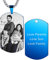 MeMeDIY Personnalisé Dog Tag Pendentif Collier Gravure Texte/Noir et Blanc Photo pour Homme Femme Mémorial en Acier Inoxydable Bijoux Bundle avec Chaîne Réglable, Porte-clés, Silencieux (Bleu)