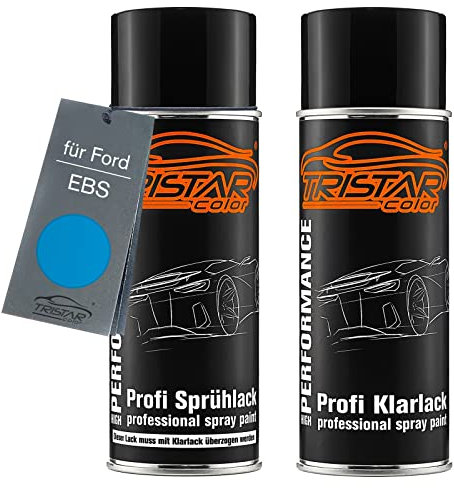 TRISTARcolor Autolack Spraydosen Set für Ford EBS Sky Blue/Himmelblau Basislack Klarlack Sprühdose 400ml