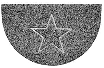 Nicoman Embossed Halfmoon Half Circle Door Mat Dirt-Trapper Jet-Washable Doormat 70x44cm (Grey, STAR Shape) - Use Indoor or Sheltered Outdoor