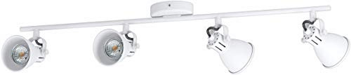 EGLO Deckenlampe Seras 1, 4 flammige Deckenleuchte Industrial, Klassisch, Deckenstrahler aus Stahl, Wohnzimmerlampe in Weiß, Küchenlampe, Spots mit GU10 Fassung