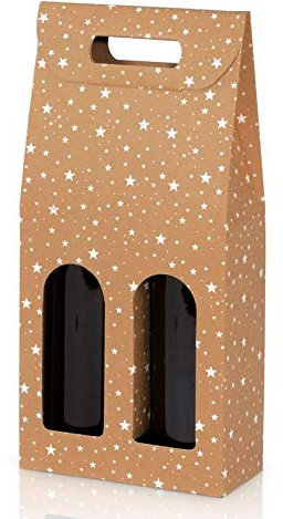 10 Stück Tragekarton Winternacht für zwei Flaschen Wein/Sekt, Geschenkkarton (2er)