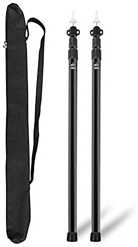 Umisu Lote de 2 soportes para tienda de campaña, postes de lona de aluminio telescópico, 2,3 m, toldo de sombra para camping, vacaciones, accesorio de tienda de campaña, toldo negro