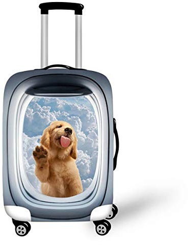 Elastisch Kofferhülle, DOTBUY 3D Reise Kofferschutzhülle Gepäck Cover Reisekoffer Hülle Schutz Bezug Schutzhülle Waschbare Reisetasche Kofferbezug (Gelber Hund,L (26-28 Zoll))