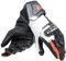 Dainese - Carbon 4 Long Lady Gloves, Lange Sport-Motorradhandschuhe aus Schafsleder mit Knöchelschützern aus Carbon, Frau, Schwarz/Weiß/Fluo-Rot, XL