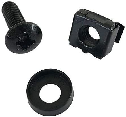 World of Data - 100 Pack - M6 Cage Nuts, Bolts & Washers - For Rack Mount Equipment - x100 Qty - Black Colour