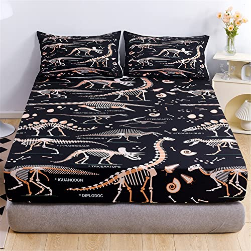 Dinosaur Fitted Sheet and Pillowcase Twin Size 2 Piece Kids Bed Sheet
