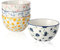 Schüssel Keramik Kleine Schalen Set - 4er Schälchen Klein Porzellan - Dessertschalen Bunt - 350 ml Snackschale mit Blüten Muster - Schale für Dessert | Snack | Eis | Reis | Joghurt | Suppe - 11,5 cm