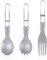 iBasingo Camping Cutlery Set Titanium Folding Spoon Spork Fork Outdoor Travel Portable Tableware Small Lightweight Flatware Business Trip Picnic Hiking Fishing Dinnerware with Pouch Ti1026T