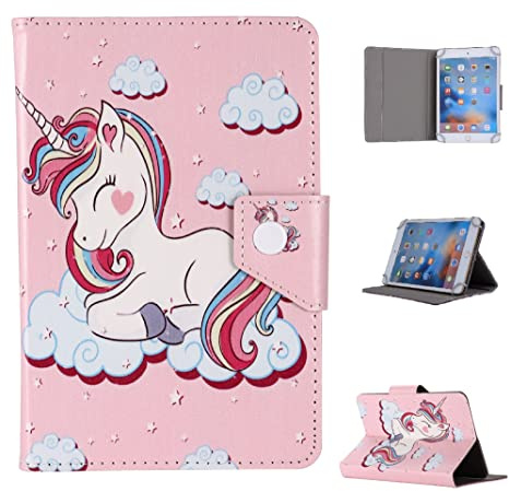 kids Case for Samsung Galaxy Tab E 9.6 inch (SM-T560 / T561 / T565), Stand up Case/children Protective Tablet cover (Pink Unicorn Rainbow)