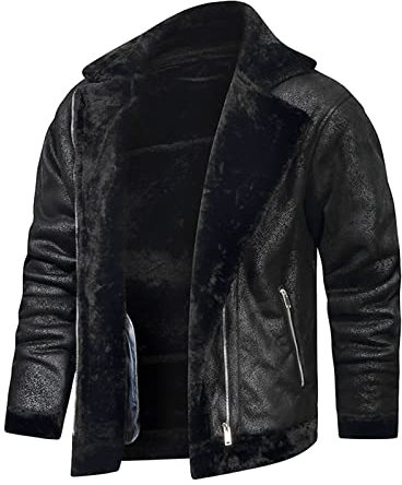 Sutelang Lurryly Uomo Giacca in Pelle PU Antivento Moto Teddy Baseball Casual Similpelle Motociclista Vera Pelle, Le Noir-e, L