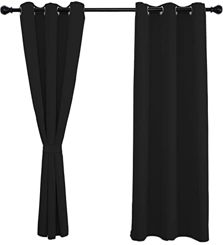 Sichtschutz Blickdichte Gardinen 220x180cm(H x B), Gardinen Blickdicht Vorhänge, Thermisch isoliert, schalldämmend, energieeffizient für Schlafzimmer Gesund Wohnen 1Stück-Schwarz