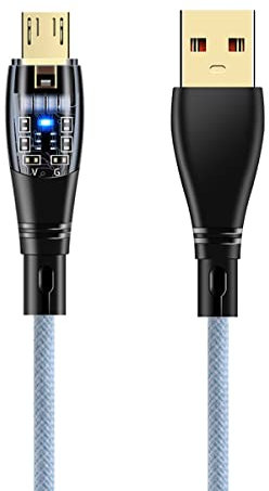 YSJJZRL Cavo micro USB di ricarica rapida da 1 m LED Cavo micro USB intrecciato in nylon trasparente per Samsung S3/S4/S6, LG e altri (Blu)