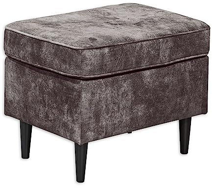 OSKAR Fußhocker gepolstert, Stone - Vintage Polsterhocker für Sessel, Couch und Sofa - 63 x 43 x 42 cm (B/H/T)