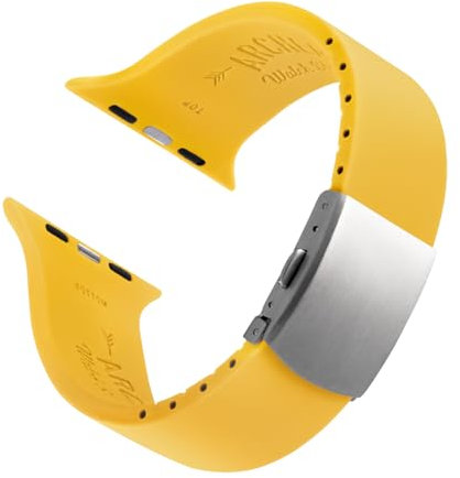 Archer Watch Straps - Bracelets en Silicone Ajustables Sur Mesure pour Apple Watch (Jaune de Naples, Fermoir Argent, 40/41/42mm)