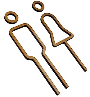 MagiDeal Toilettenschild Damen Herren, Modernes Schwarzes WC Schild Selbstklebend, Acryl WC Türschild, Toilet Door Sign Gästetoilette für Hotel, Schule, Restaurant, Hause, Büro, Geschäft, Gold