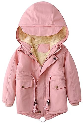 linboo Kinder Winterjacke Jungen Mädchen Warm Gefütterte Blouson Hoodie Dicke Mantel Parka Baby Wintermäntel