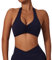 Litthing Neckholder Sport BH Damen Rückenfrei Tiefer V Ausschinitt Sexy Push Up BH ohne Bügel Gepolstert Elegant Geraffte Sport Bra elastisch Träger Gym BH Workout Fitness