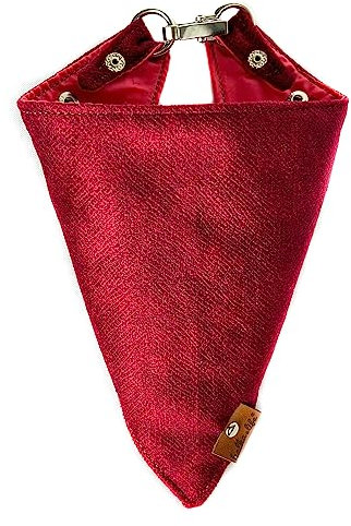 Hundehalstuch, stylisches Hundehalstuch aus Velours und zartem Futter, verstellbares Accessoire für Ihren vierbeinigen Freund, eleganter Verschluss, weicher Stoff mit angenehmer Haptik (Kirsche, M)