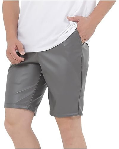Shorts Herren Kurze Lederhose Sexy Wetlook Boxershorts Stretch Sport Training Laufen Joggingshose Lack Lederoptik Hose Kurze Leggings Slim Fit Ledershorts Ledershorts Punk Clubwear