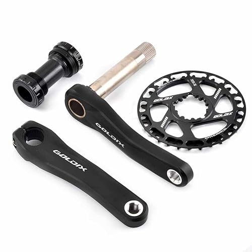 NaLsa Singlespeed-Kurbelgarnitur GOLDIX-RD-Ersatz (Kurbelarme, Einzelzahnscheibe, Welle). Das Kurbelarm-Set Ist 28t, 30t, 32t, 34t, 36t for City-Klappfahrräder (Color : 34t+shafts, Size : 127mm)