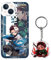 ALcoRy Anime Phone Case Compatible with iPhone 14 Plus, Cute Tanjirou Cartoon Case with Kawaii Keychain，Soft TPU Protective Cover for Girls Boys Kids (14 Plus, Tan)