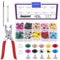 Swpeet 405Pcs 10 Colors 9mm Double Round Cap Leather Rivets with Fixing Tools, Double Cap Rivet Metal Studs, Leather Rivets Craft Belt Ideal for DIY Craft Leather Craft Repairs Decoration
