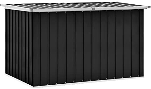 Tino Tech Boîte de rangement en acier galvanisé et plastique - 149 x 99 x 93 cm - Anthracite - Caisse de rangement rembourrée - Pour l'extérieur, le jardin - Coffre à jouets d'extérieur