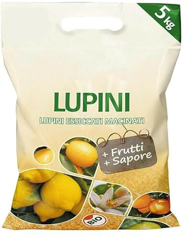 Virsus Lupini essiccati macinati LUP5, Concime Biologico per Limoni e Agrumi, Sacca da 5 Kg, Fertilizzante Naturale Consentito in agricoltura Biologica, corretto nutrimento di piante in Vasi e Terra
