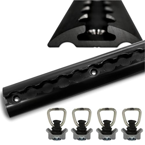 Airlineschienen schwarz aus Aluminium halbrund Airlineschiene pulverbeschichtet zur Ladungssicherung für PKW, LKW, Anhänger, Wohnmobile usw. - Zurrschiene - Zurrleiste (1x 2 Meter 4 Fittinge)