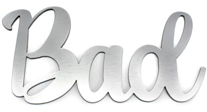 Dekolando Schriftzug BAD silbergrau Kunststoff Türschild Schild selbstklebend Buchstaben wetterfest Türdeko (Bad)