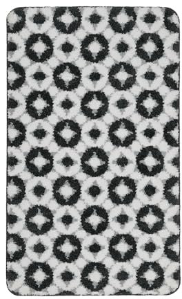Moderner Badteppich mit abstraktem Muster von WECONhome Basics - rutschfest, Waschbar - Elegantes Design für jedes Badezimmer - Vielseitige Größen & Farben – J&J (70 x 120 cm, anthrazit grau)
